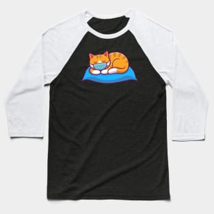 Cute cat sleeping with mask on cartoon Baseball T-Shirt